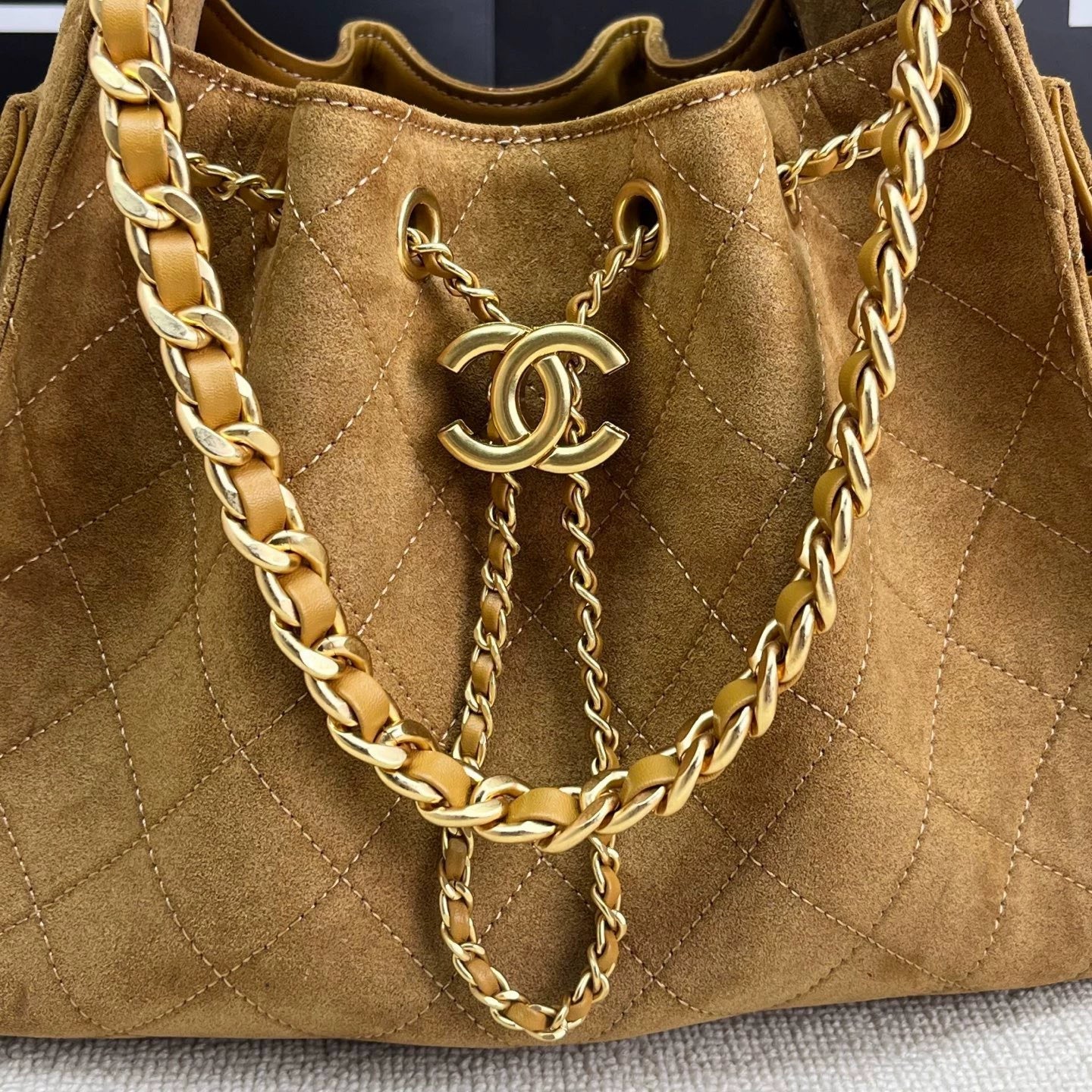 25C suede hippie bag (apricot）