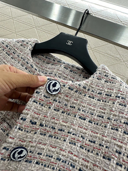 25fw Woolen colored dot dress long coat