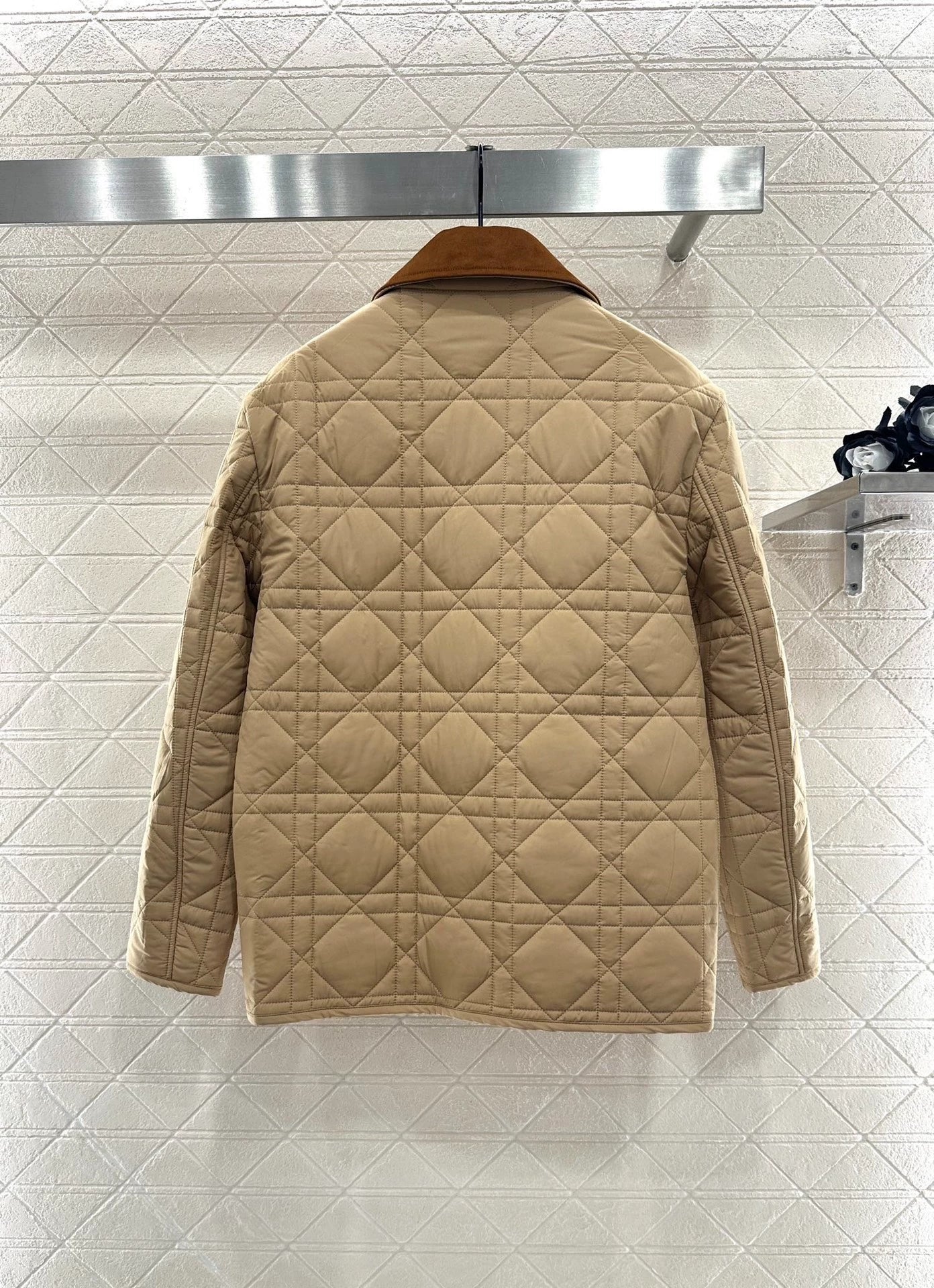 Corduroy collar rattan plaid cotton jacket