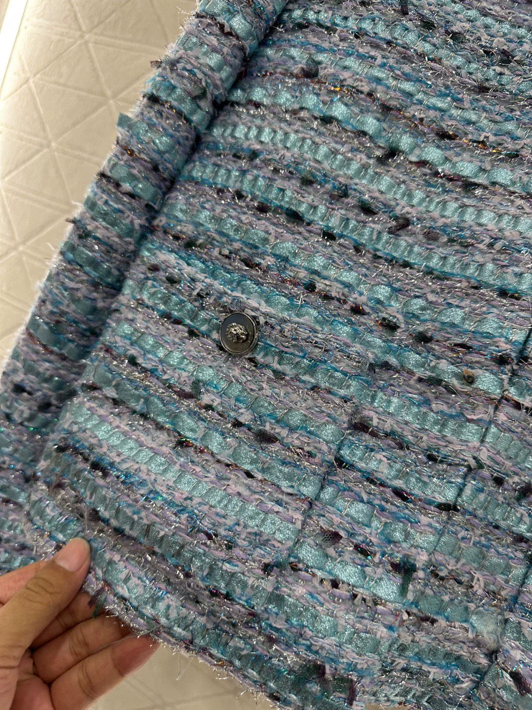 25fw Woolen striped round neck dress jacket