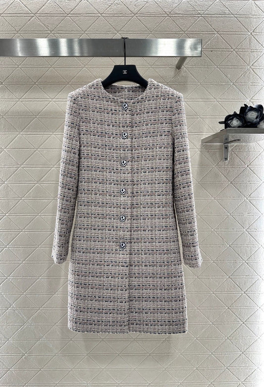 25fw Woolen colored dot dress long coat