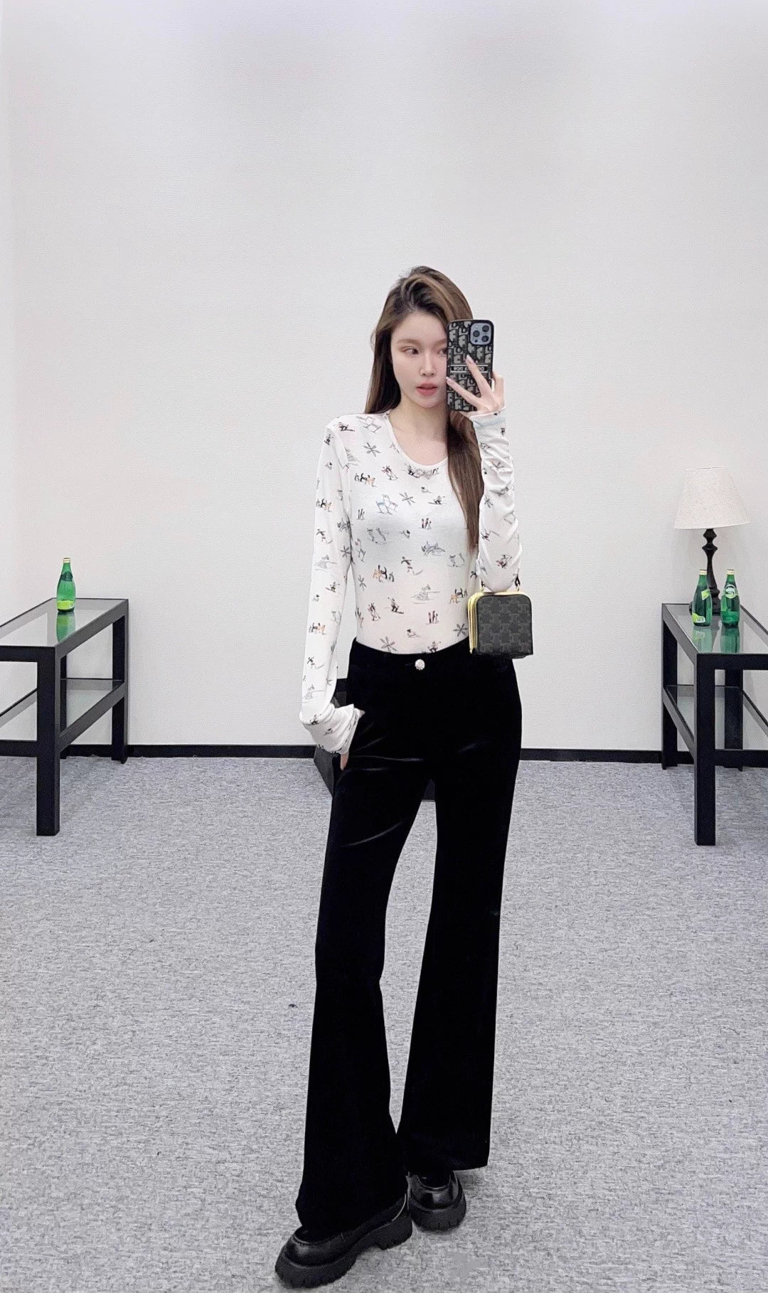 Flared Velvet Retro Trousers