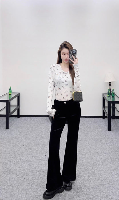 Flared Velvet Retro Trousers