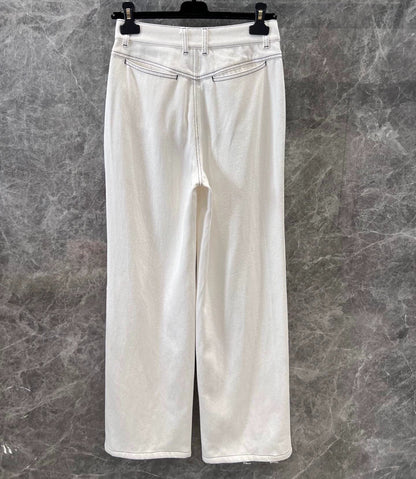 25 Summer new embroidery white straight loose jeans