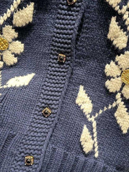 25fw Vintage flower knitted cardigan (vintage series)