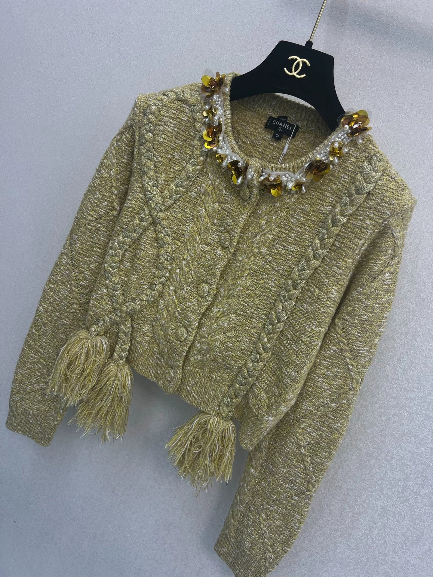 Nail bead flower decorative edge twisted flower knitted jacket