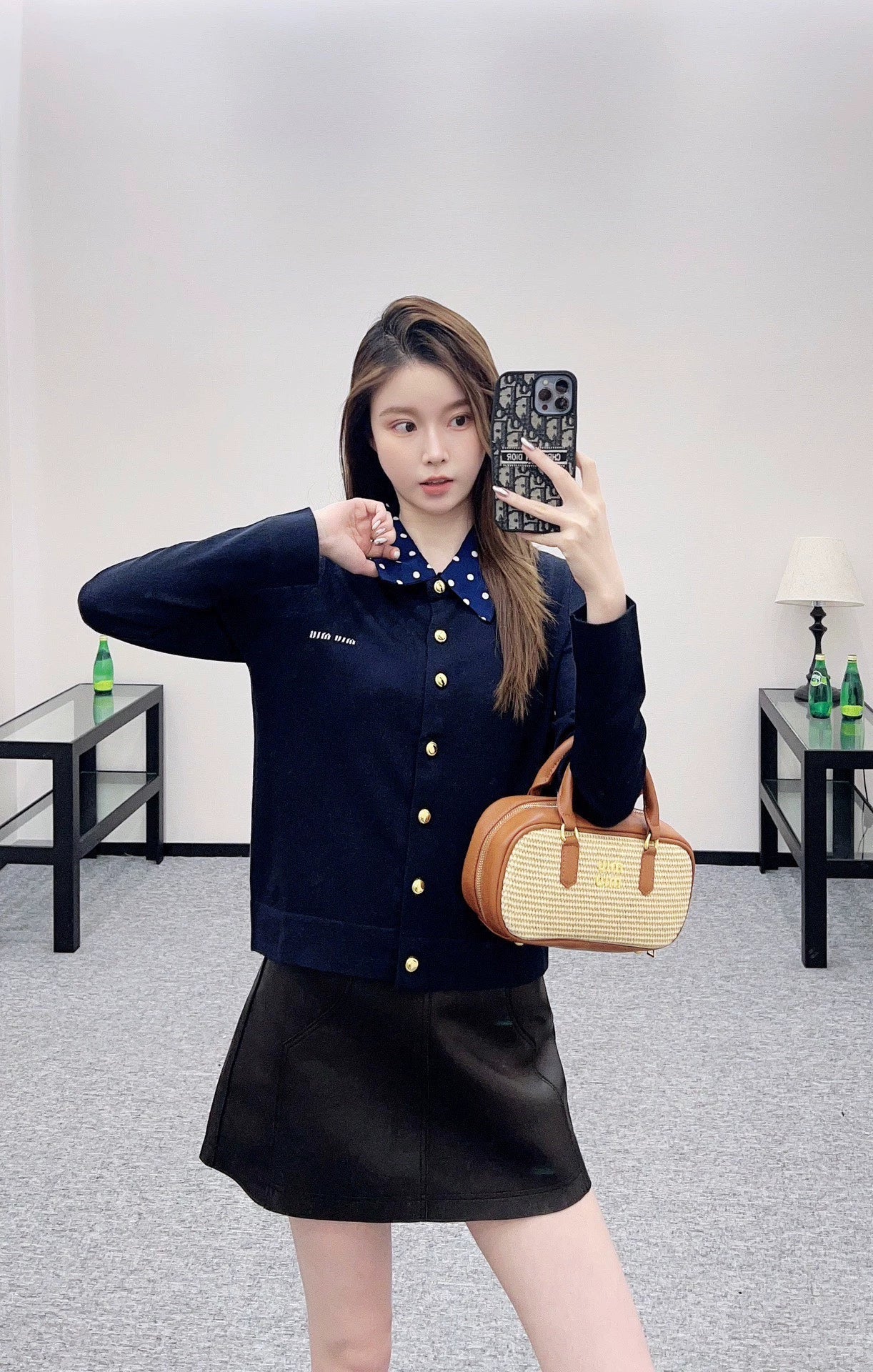 25fw Polka dot knitted cardigan