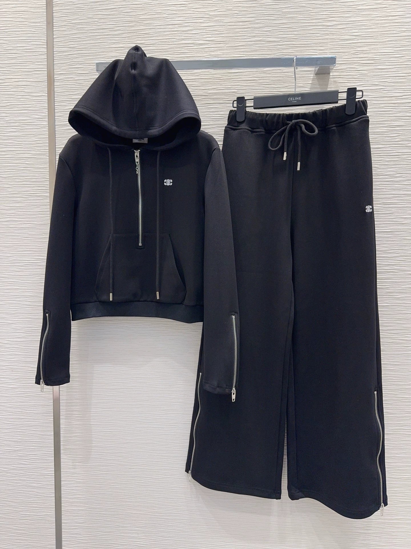 Hooded Zipper Hoodie Pants Set