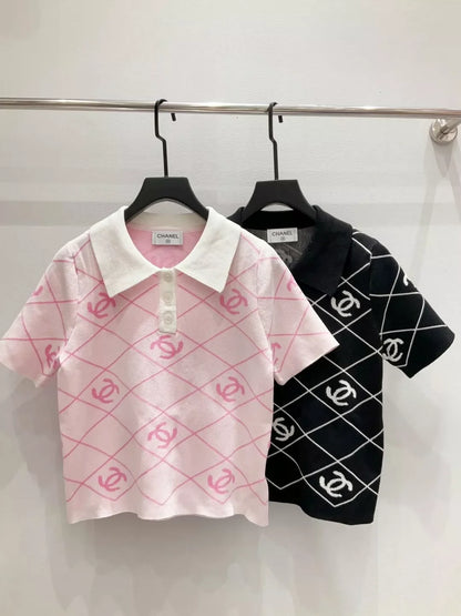 25fw Collar knit short sleeved shirt