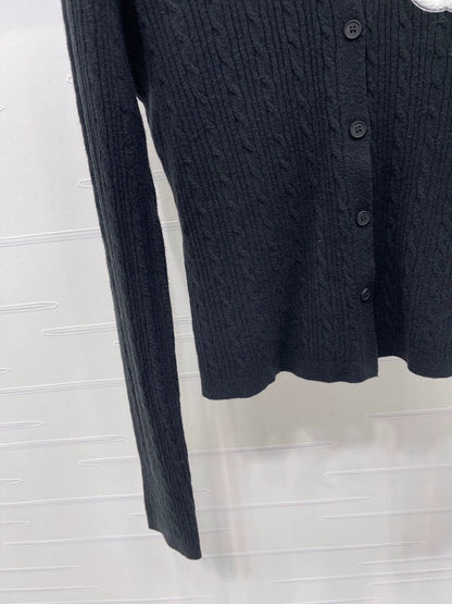 Vertical pit stripe lapel cardigan