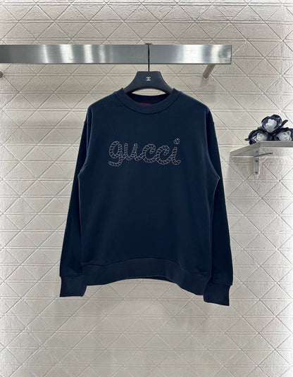 25fw Round neck letter embroidered hoodie