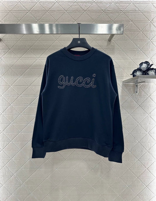 25fw Round neck letter embroidered hoodie