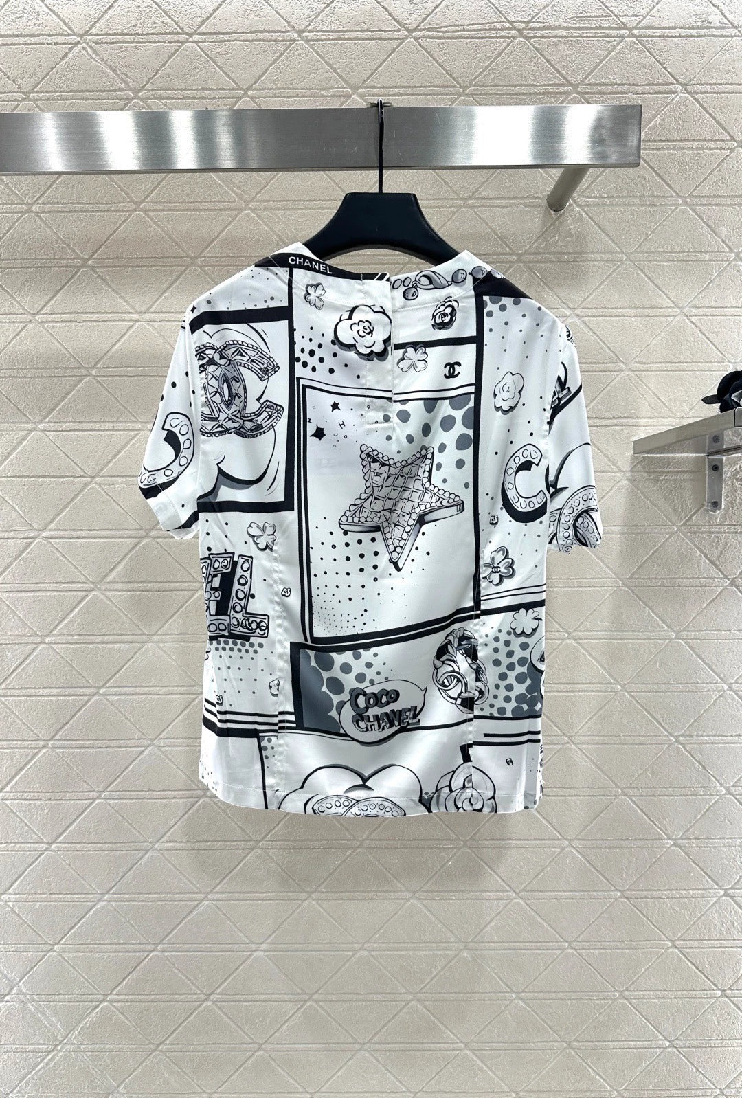 25fw Camellia round neck short sleeved shirt