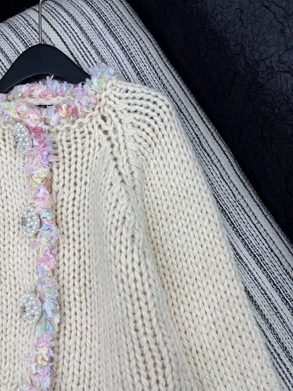 25fw Big diamond button round neck jacket