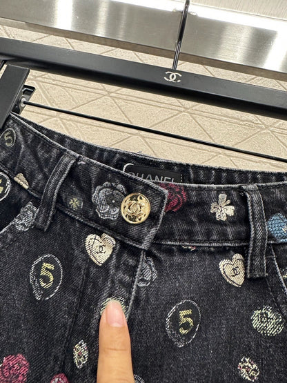 25fw Wide leg laser denim pants