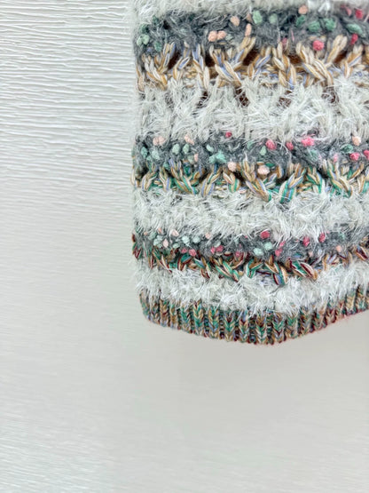 25b Knitted Half Skirt with Mixed Yarn and Stripes