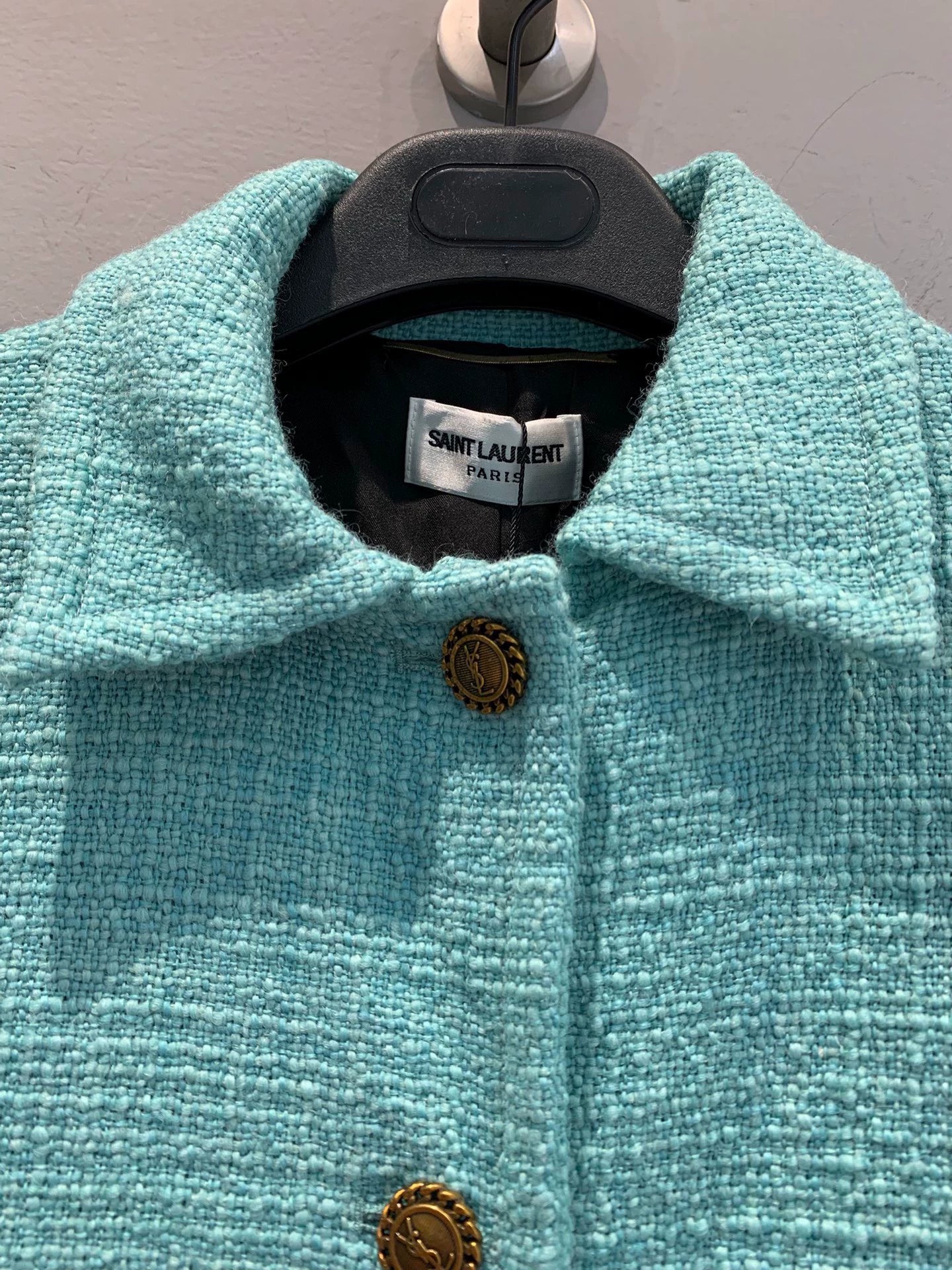 25fw Turquoise green tweed waist cinching jacket（Medieval Series）