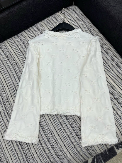 Hook flower round neck jacket