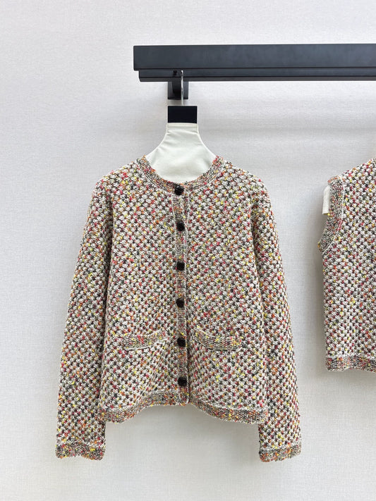 Flower yarn cashmere cardigan