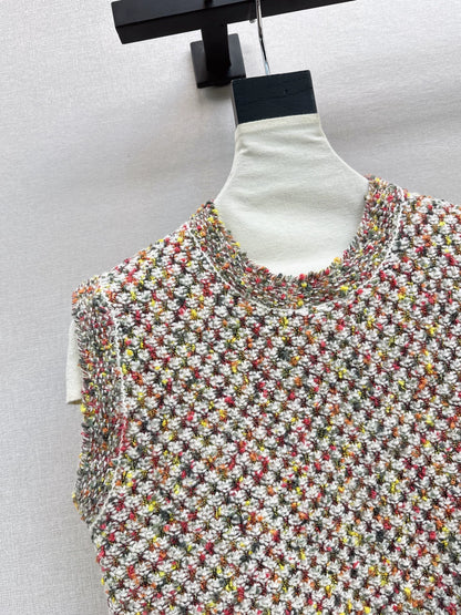 Flower yarn cashmere vest