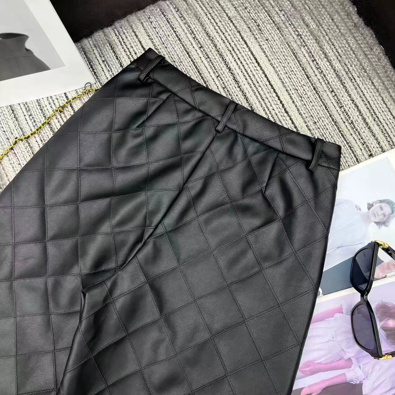 Lingge Design Pu Leather Pants