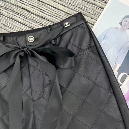 Lingge Design Pu Leather Pants