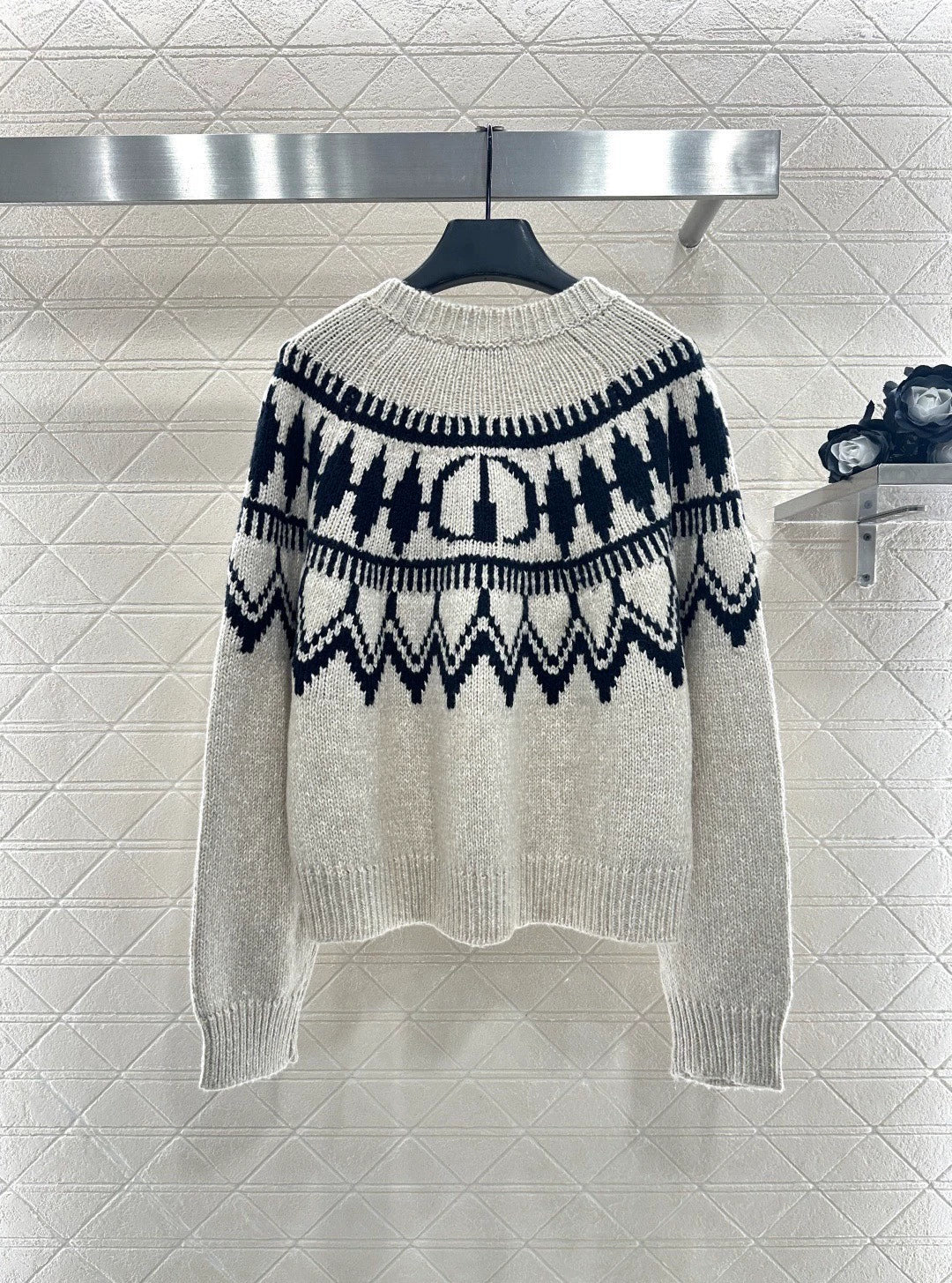 Heavy-Duty Hooked Crochet Crewneck Sweater