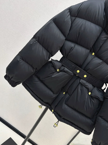 25fw Stand collar waisted down jacket