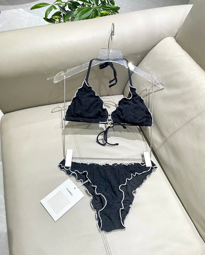 25 New bikini terry logo split swimsuit