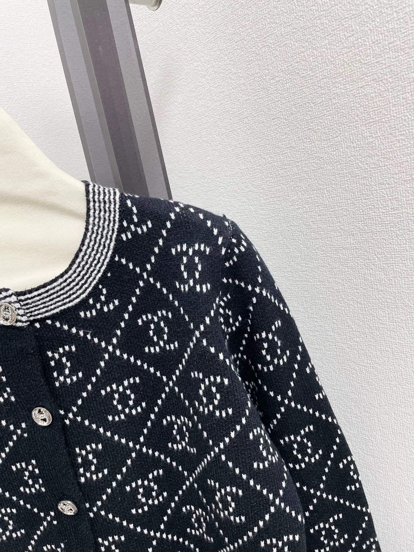 25fw Diamond texture double C jacquard cardigan