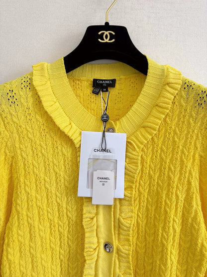 25Ss Early Spring New Pleated Lace Knitted Cardigan