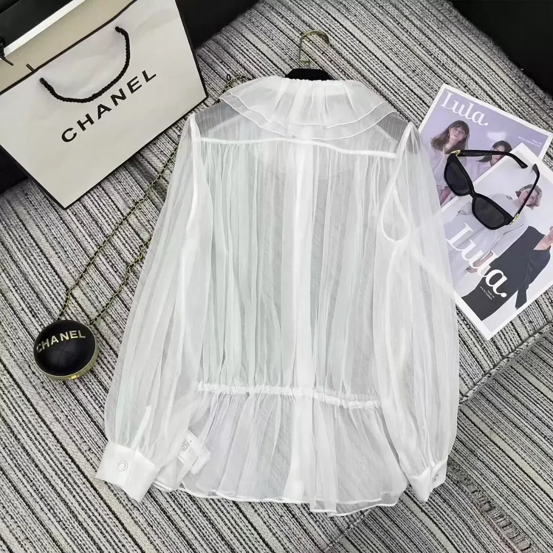 25 Early Spring and Summer New Ruffle Chiffon Shirt