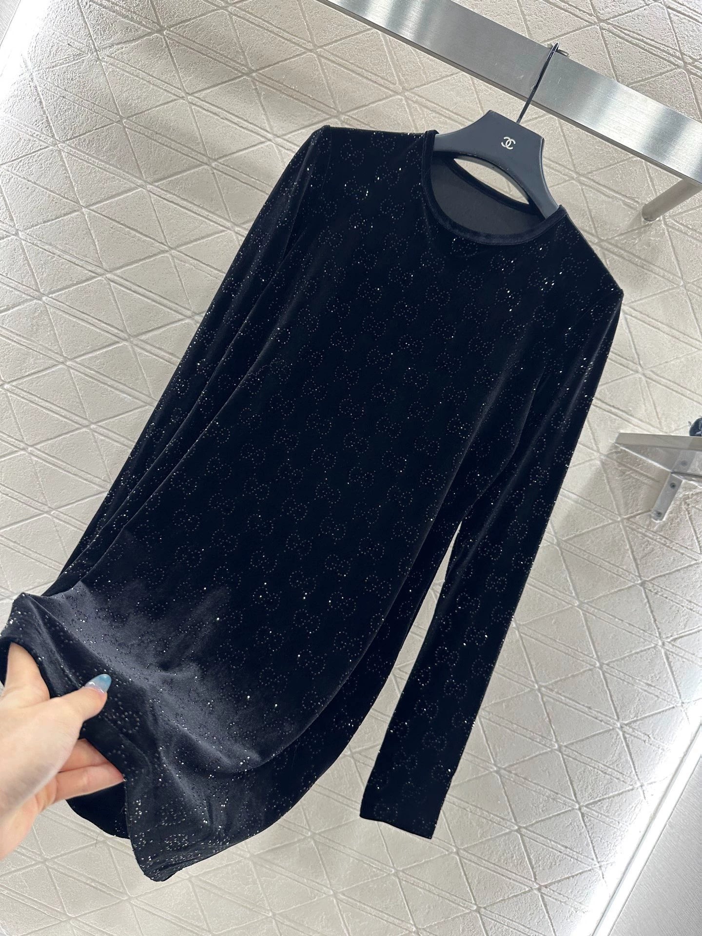 Velvet rhinestone dress