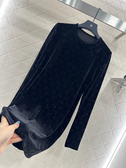 Velvet rhinestone dress