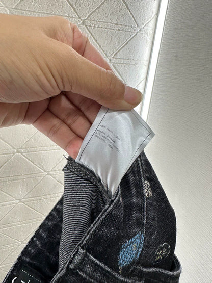 25fw Wide leg laser denim pants