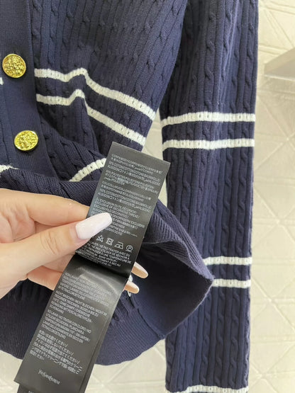 25fw Big V-stripe knitted cardigan