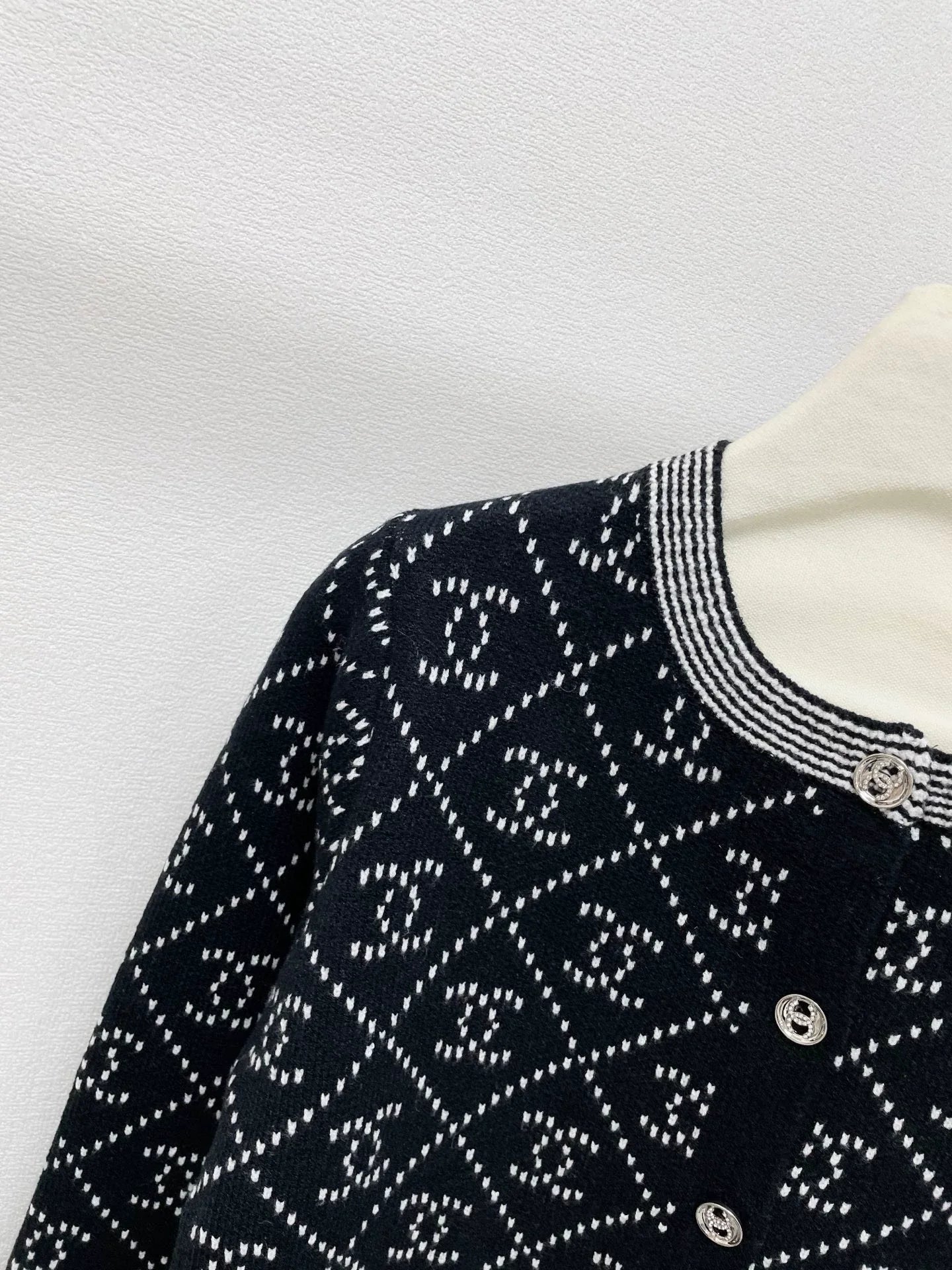 25fw Diamond texture double C jacquard cardigan