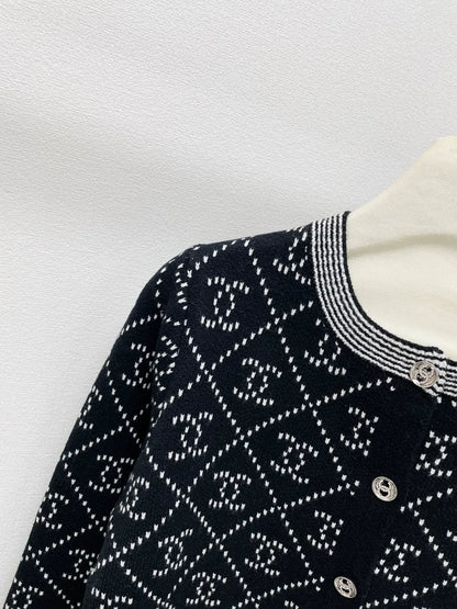 25fw Diamond texture double C jacquard cardigan