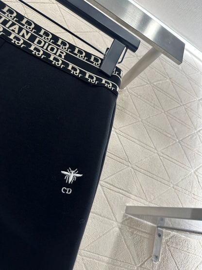 Letter-Embroidered High-Stretch Leggings