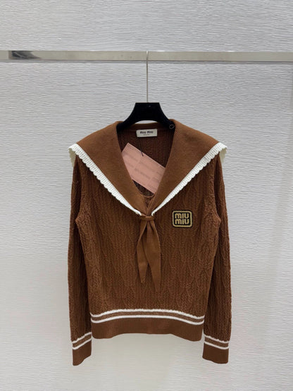 25fw Navy collar knitted sweater