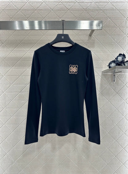 25fw Round neck nail bead long sleeved shirt