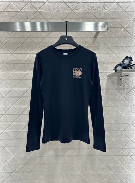 25fw Round neck nail bead long sleeved shirt