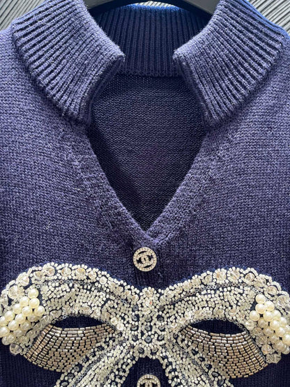 25fw Bow tie stand up collar sweater（Medieval Series）