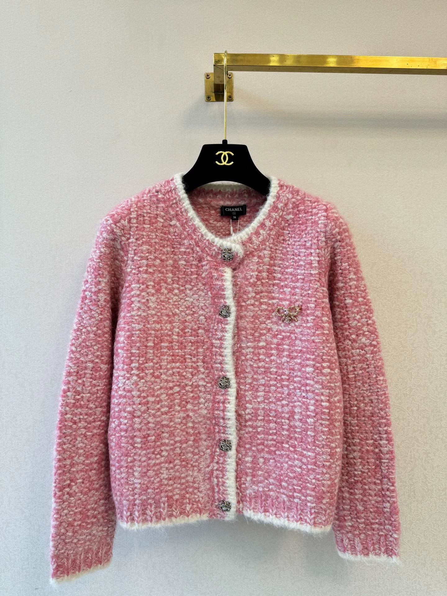 Pink knitted cardigan