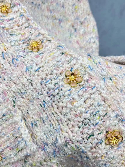 Collared Long-Sleeved Knit Cardigan