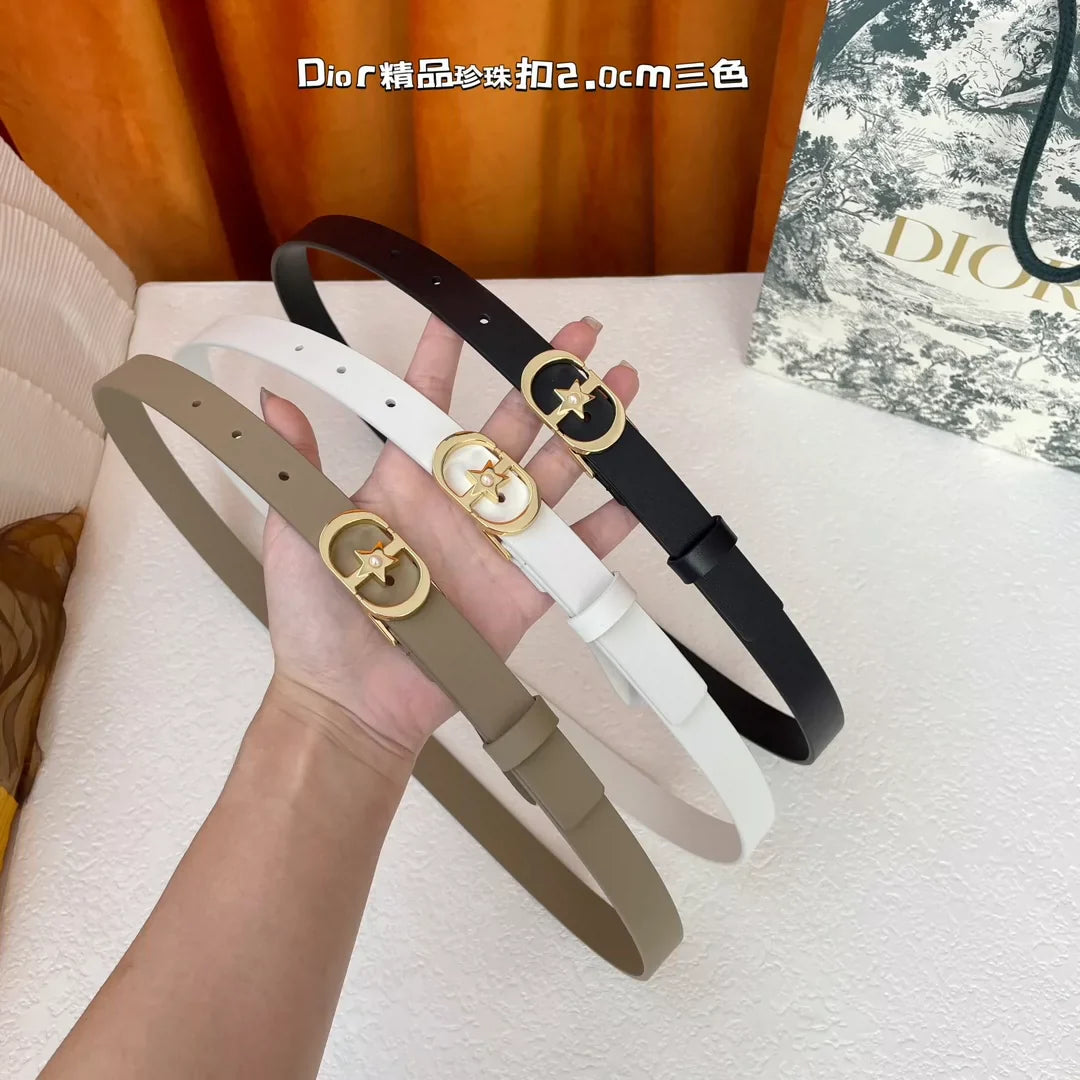 25fw Five pointed star pearl buckle belt