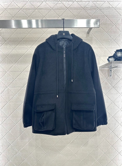 Hooded Drawstring Cotton Jacket