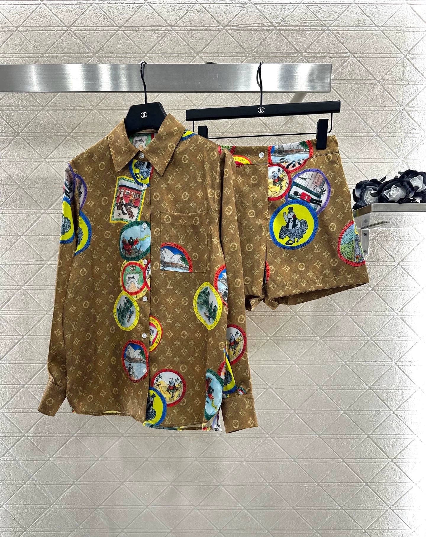 25fw Active full print pajama shorts set