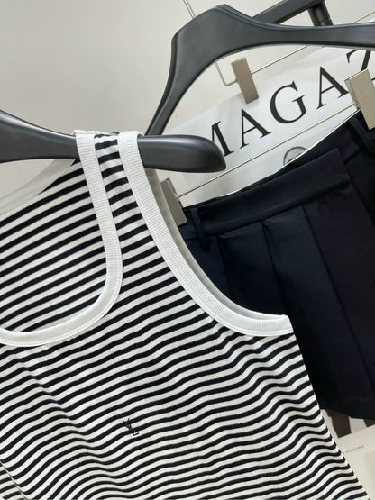 25SS new black and white striped vest for spring and summer