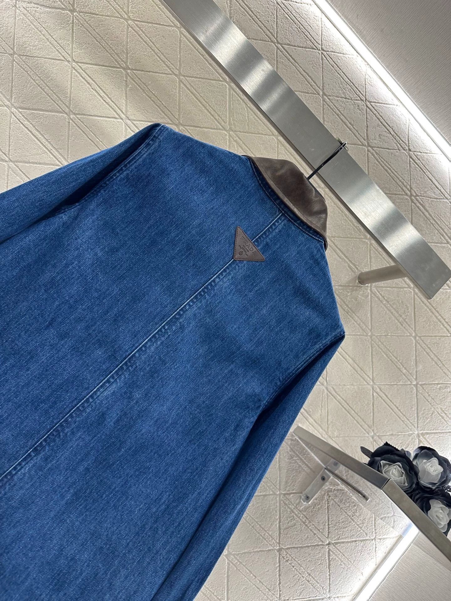 25fw Spliced leather silhouette denim jacket